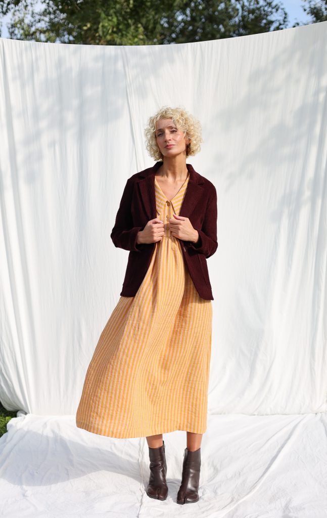Striped Linen Sailor Collar Sleeveless Dress BETTY
