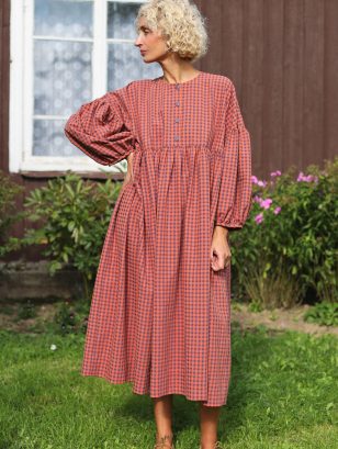 Oversized Seersucker Checks Dress GRETA | Dress | Sustainable clothing | OffOn clothing