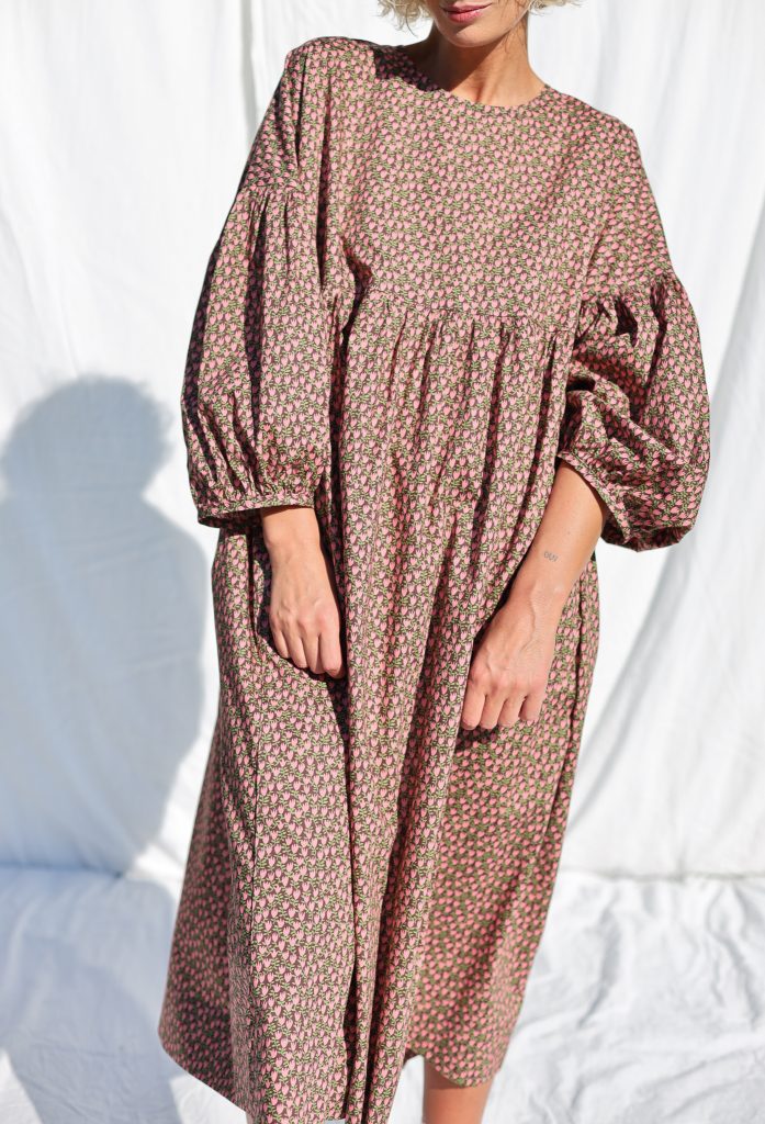 Oversized Oversized Dress GRETA in Tana Lawn Cotton Paper Tulips Print