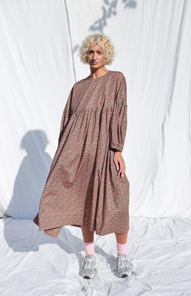 Oversized Oversized Dress GRETA in Tana Lawn Cotton Paper Tulips Print | Dress | Sustainable clothing | OffOn clothing