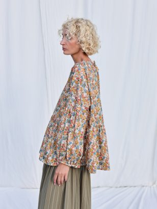 Dropped Shoulders Floral Peplum Blouse EVE | Top | Sustainable clothing | OffOn clothing