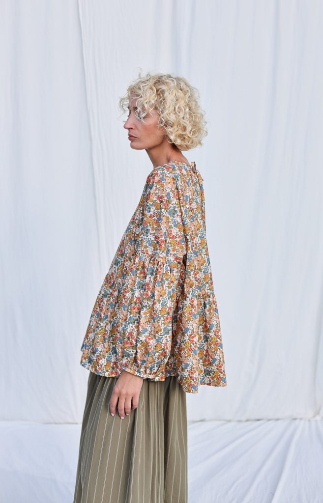 Dropped Shoulders Floral Peplum Blouse EVE | Top | Sustainable clothing | OffOn clothing