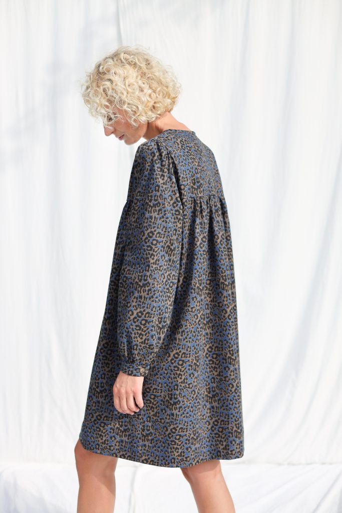 Animal Print Denim Long Sleeve Dress BERTA
