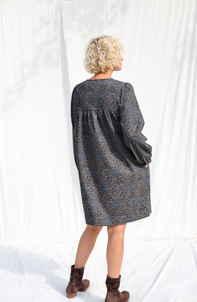 Animal Print Denim Long Sleeve Dress BERTA