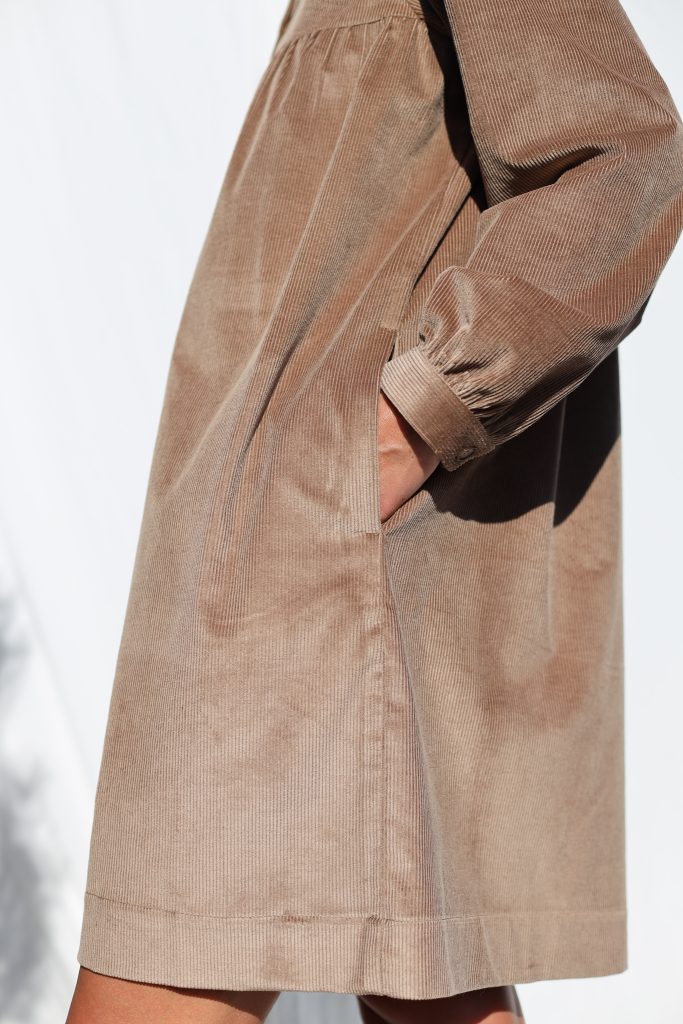 Cacao Needlecord Long Sleeve Dress BERTA