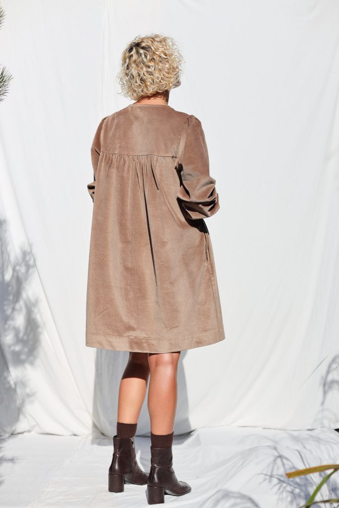 Cacao Needlecord Long Sleeve Dress BERTA