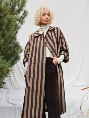 Linen Double Breasted Peter Pan Collar Duster | Coat | Sustainable clothing | OffOn clothing