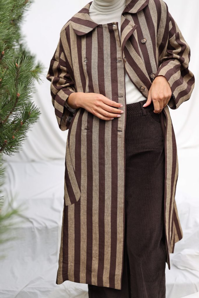 Linen Double Breasted Peter Pan Collar Duster