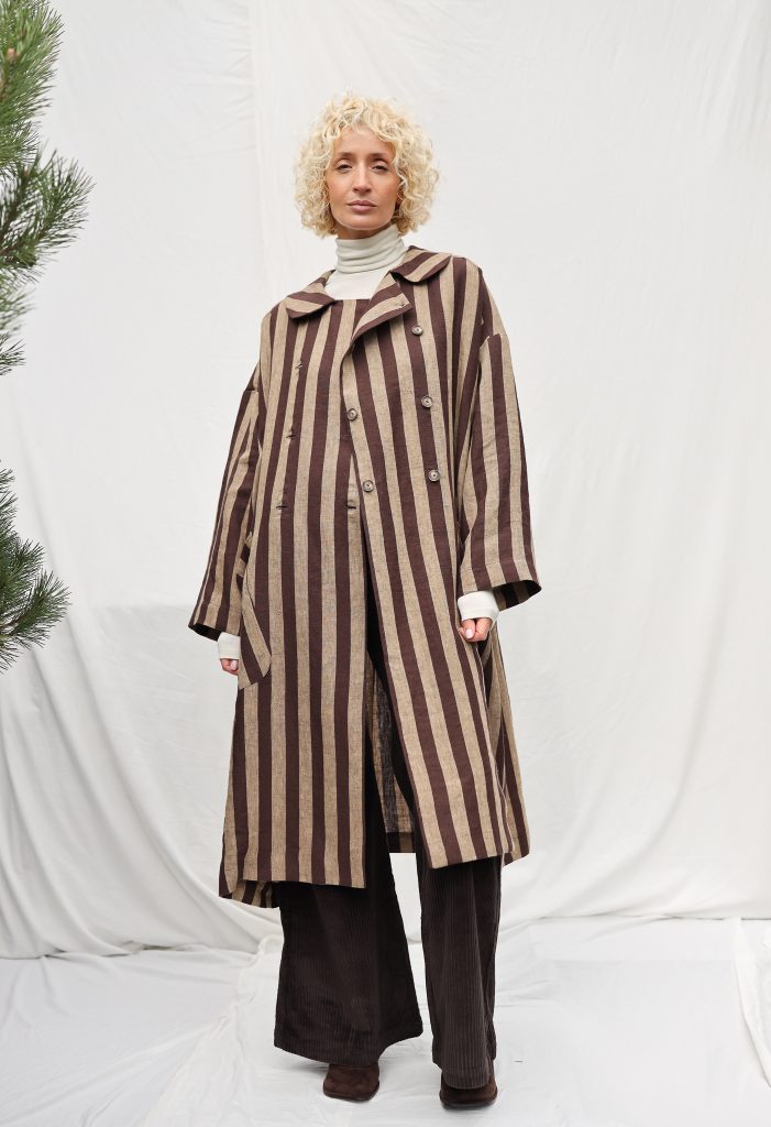 Linen Double Breasted Peter Pan Collar Duster