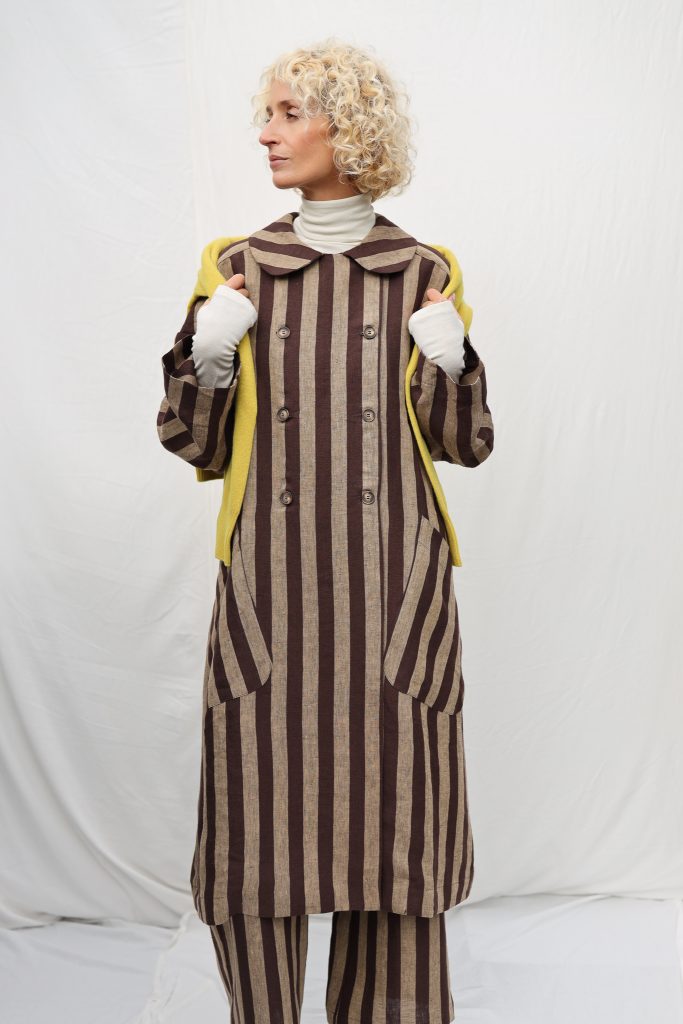 Linen Double Breasted Peter Pan Collar Duster