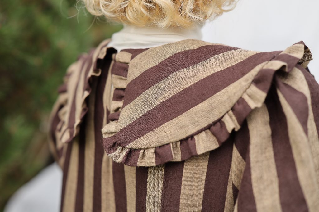 Striped Linen Puritan Collar Dress MARTA
