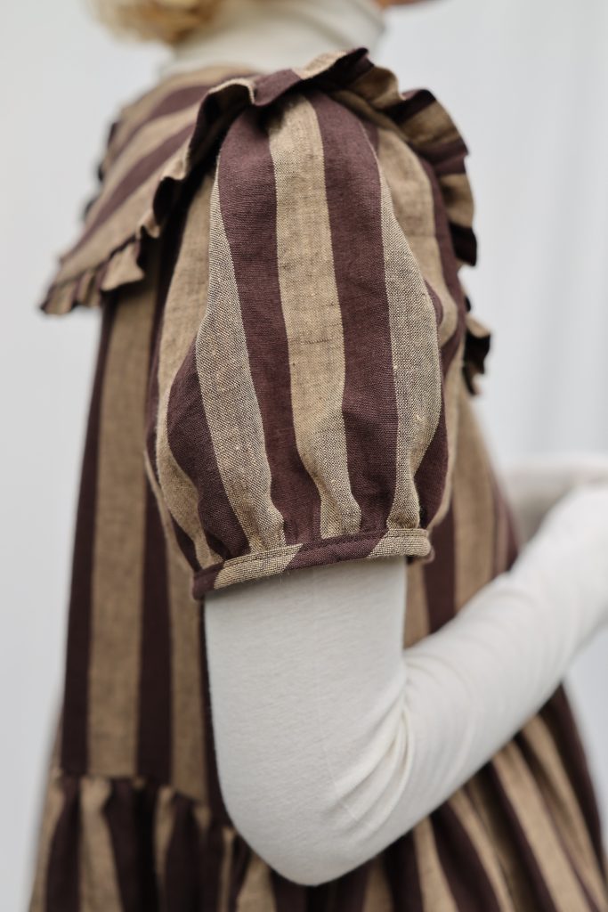 Striped Linen Puritan Collar Dress MARTA