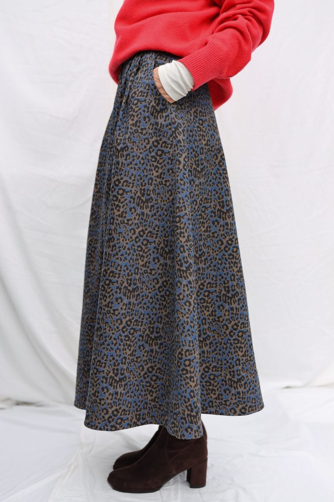 Animal Print Denim A-Line Skirt