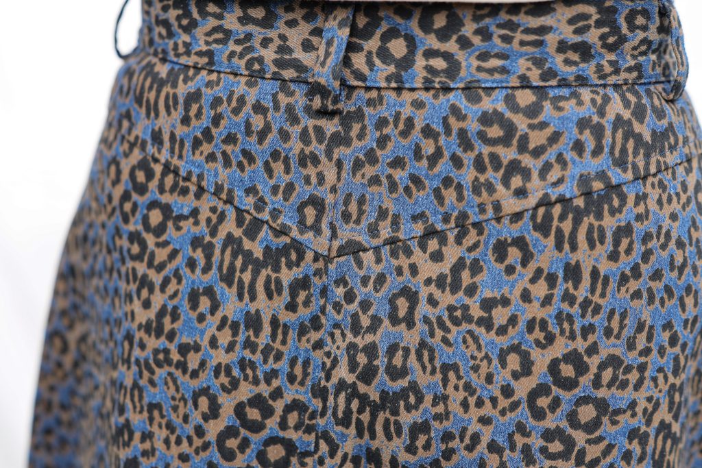 Animal Print Denim A-Line Skirt