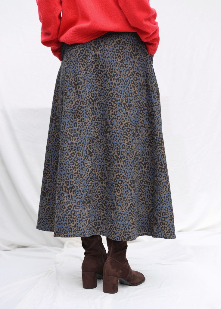 Animal Print Denim A-Line Skirt