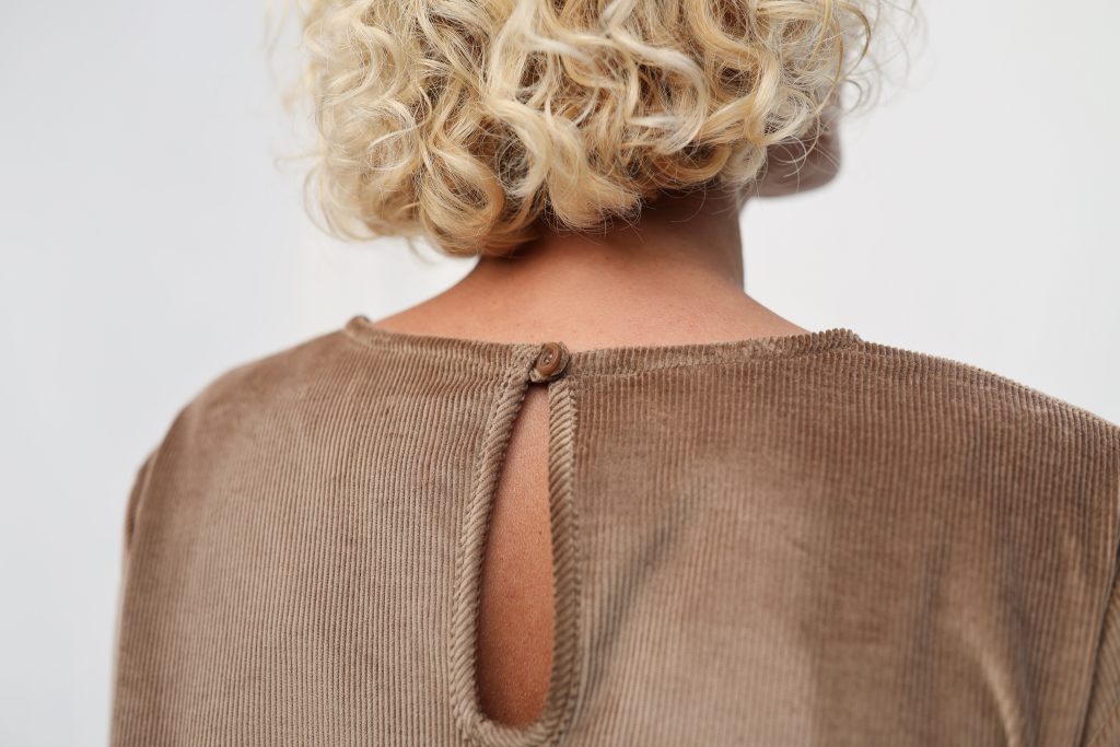 Loose Long Sleeve Cacao Needlecord Dress MILANA