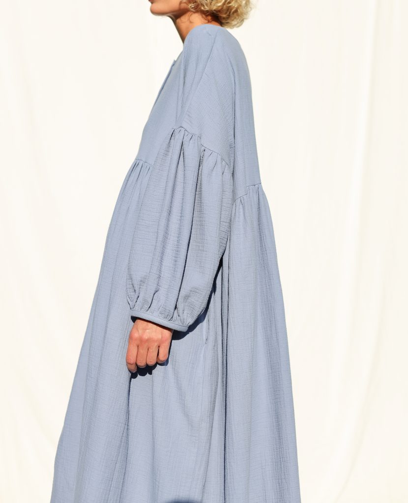 Steel Blue Double Gauze Oversized Dress GRETA