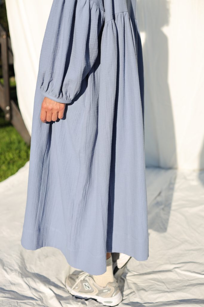 Steel Blue Double Gauze Oversized Dress GRETA