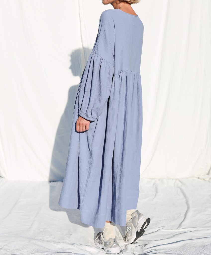 Steel Blue Double Gauze Oversized Dress GRETA