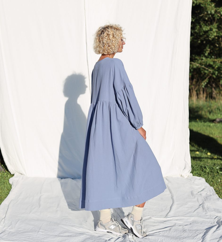 Steel Blue Double Gauze Oversized Dress GRETA