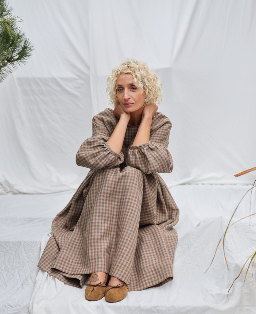 Oversized Gingham Linen Dress GRETA