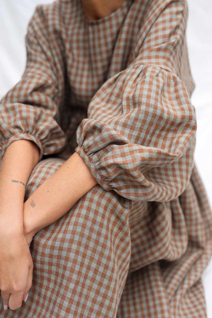 Oversized Gingham Linen Dress GRETA