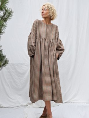 Oversized Gingham Linen Dress GRETA | Dress | Sustainable clothing | OffOn clothing