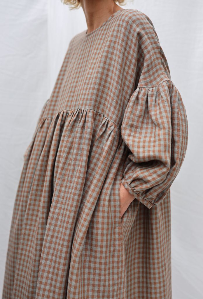 Oversized Gingham Linen Dress GRETA