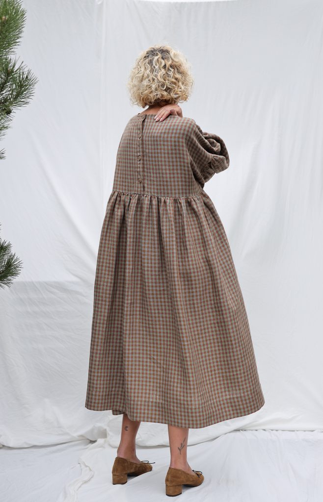 Oversized Gingham Linen Dress GRETA