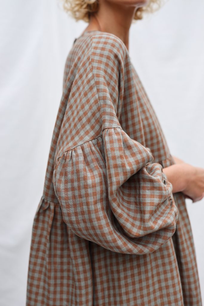 Oversized Gingham Linen Dress GRETA