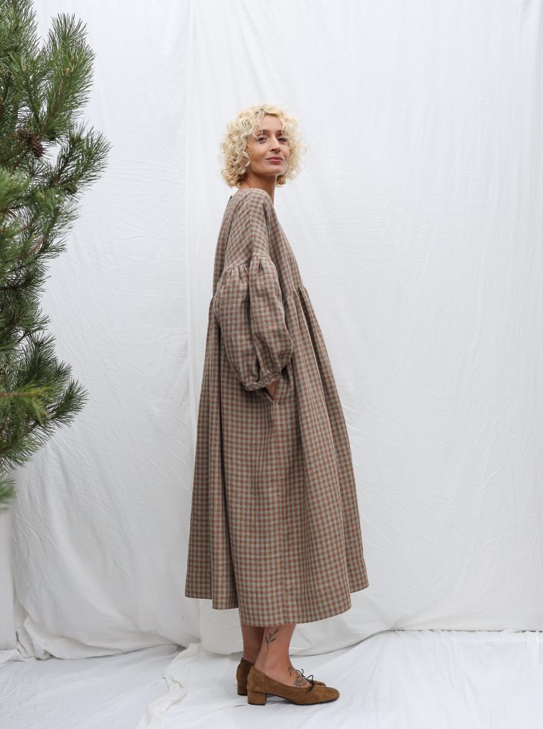 Oversized Gingham Linen Dress GRETA