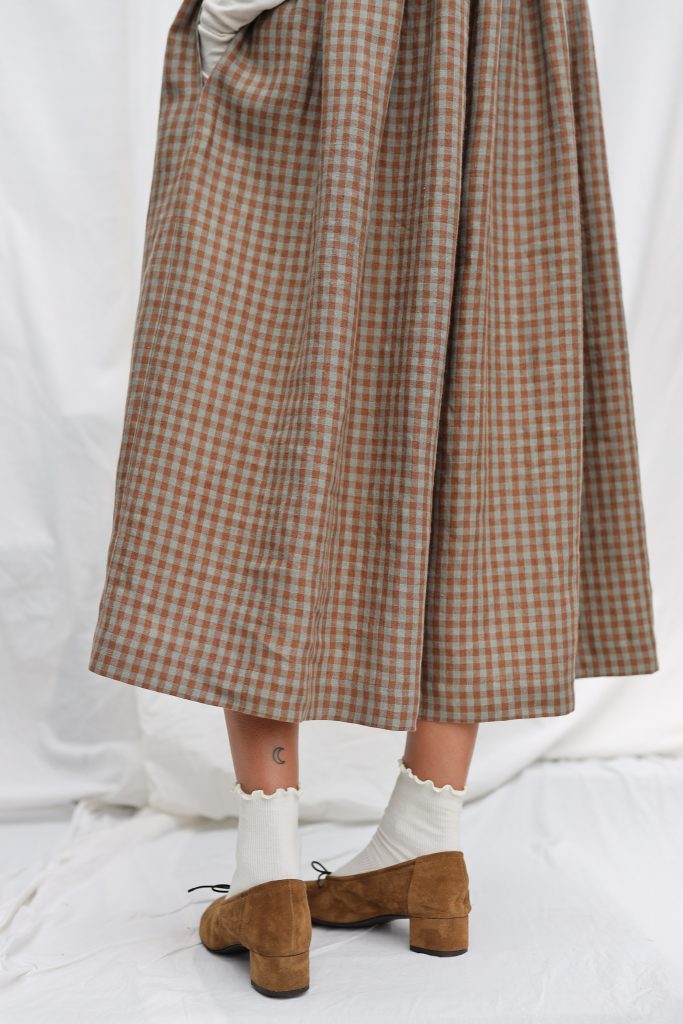 Sleveless Gingham Linen Smock Dress