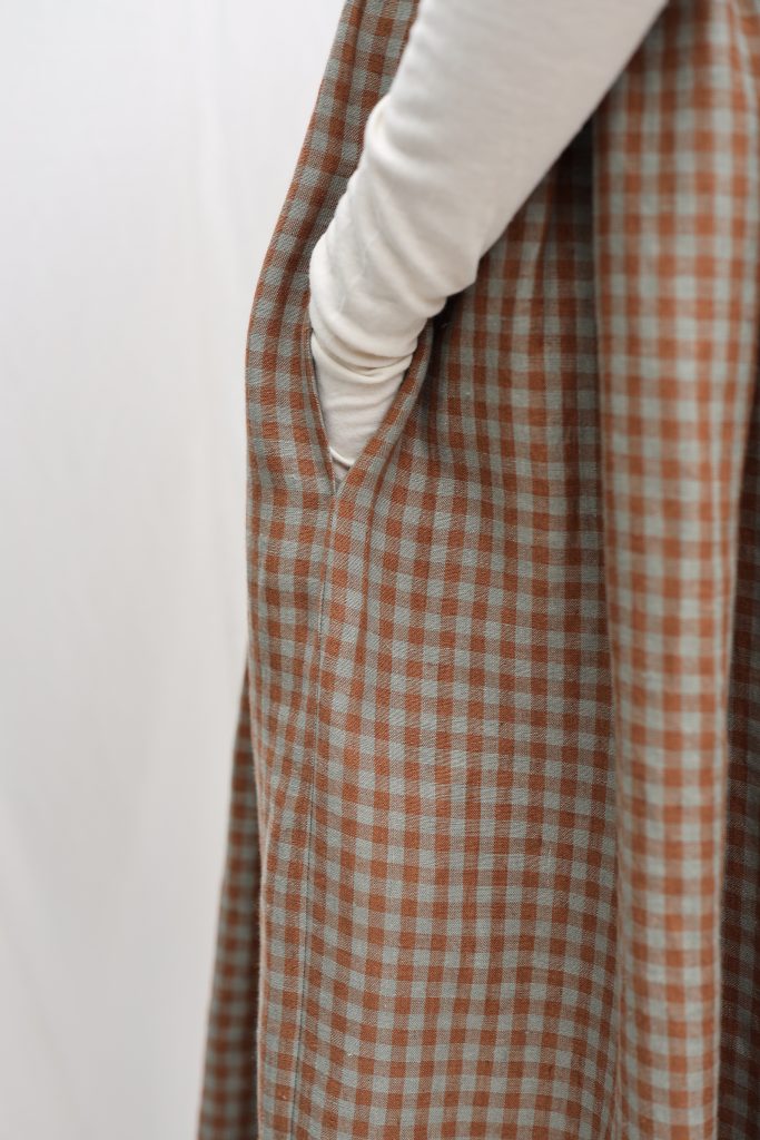 Sleveless Gingham Linen Smock Dress