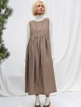 Sleveless Gingham Linen Smock Dress | Dress | Sustainable clothing | OffOn clothing