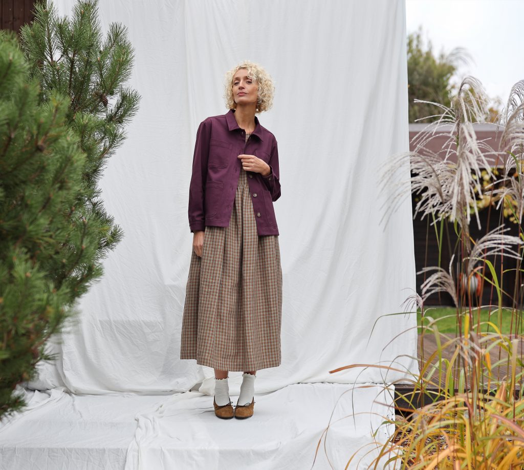 Sleveless Gingham Linen Smock Dress
